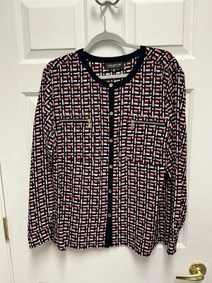 JONES NEW YORK COLLECTION WOMAN PLUS SIZE 16W BUTTON DOWN BLOUSE COLORFUL NWOT - Image 1 of 4