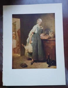Vintage Print  Great Masterpieces Chardin Back from the Market Book Plate 8x10 - Picture 1 of 4