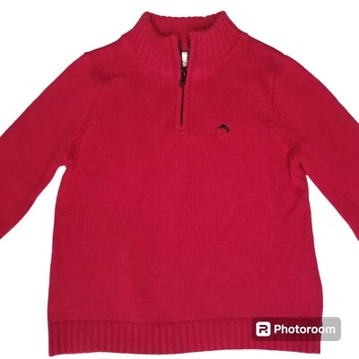NUEVO CON ETIQUETAS NIÑOS TOMMY BAHAMA NIÑOS TALLA XS 4 ROJO TEJIDO 1/4 CREMALLERA SUÉTER Nuevo Foto 1 de 4