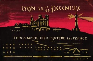 Lyon am 8. Dezember (handbemalte Karte 1922 - selten) - Bild 1 von 1