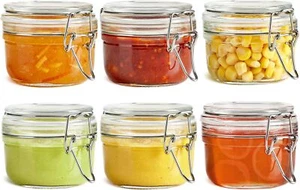 4oz Small Airtight Glass Jars Set of 6 with Lids Food Storage Jar Round, Mason J - Picture 1 of 8