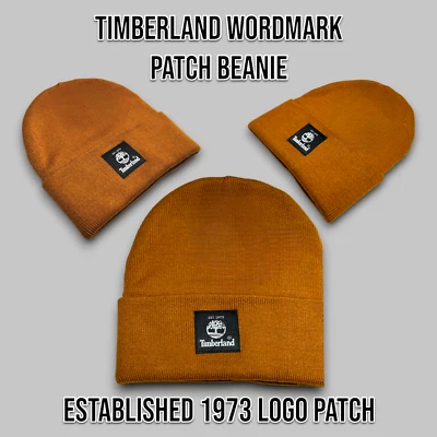 Timberland Gorro Establecido 1973 Logo Parche Marrón Puños Para Hombre OSFM _A2 Foto 1 de 4