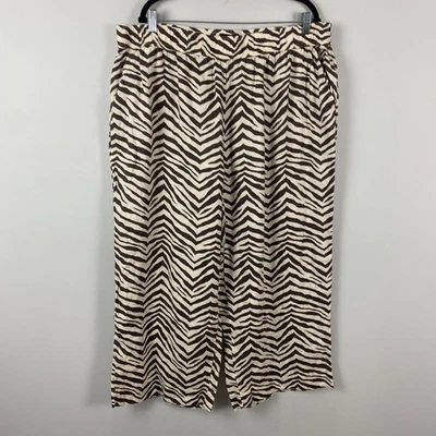 Tahari 100% Linen Animal Print Pull-On Pants Size 3X Wide Leg Cropped - Image 1 of 4