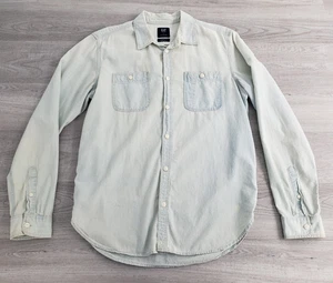 GAP Denim Worker Indigo Rinse Chambray Camicia Uomo M Vestibilità Standard Vacanze 2018 - Foto 1 di 17