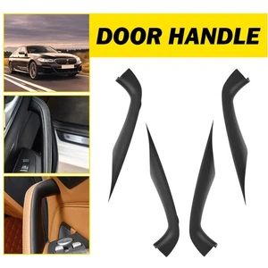 For 17-23 BMW 5 Series G30 31 38 4x Black Interior Door Handle Panel Cover Trim - Picture 1 of 8