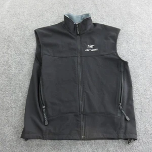 Vtg Arc'teryx Vest Mens Medium Black Polartec Softshell Full Zip Pockets - Picture 1 of 16