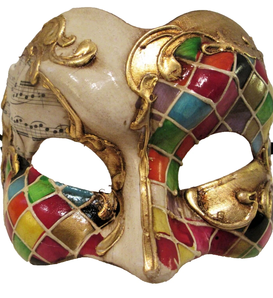 MAR JOKER (1)  HALF FACE, ITALIAN HANDMADE MASK,  MUSIC/MOSAIC DETAIL. - Image 1 of 3