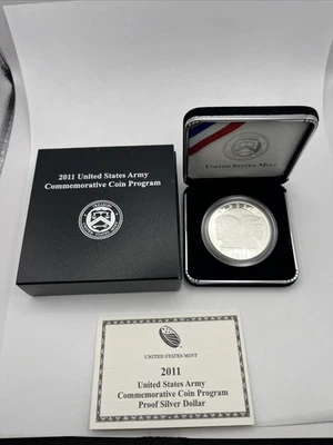 2011 P United States Army Commemorative Coin Program 90% Silver Proof Dollar OGP - Image 1 of 3