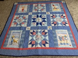 Vintage Sailboat Nautical Star Quilt Coastal Beachy Children Cottage 46in X 46 - Picture 1 of 8