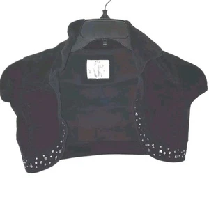 Justice Girls Size 10 Black Velvet Sparkly Bolero Jacket  **missing One Gem**  - Picture 1 of 9