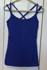 Lululemon Exquisite Tank Strappy Mesh Wicking SIZE 6 Sapphire Blue athletic bra - Picture 1 of 7