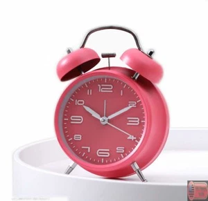 Twin Bell Alarm Clock 4", Extra Loud Machinical Ringtone, Frosted Shell, (Pink) - Picture 1 of 5