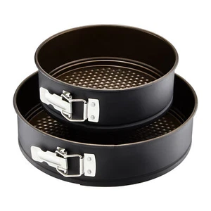 Springform Set Backformen Kuchenformen Tortenform Kuchenblech 2er Set rund gold  - Bild 1 von 1