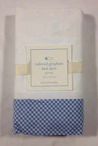 NWT Pottery Barn Baby Kids Tailored Blue and White Gingham Crib Bed Skirt - Picture 1 of 1