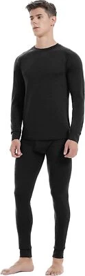 Men 100% Merino Wool Base layer Set Winter Underwear Bottom Long Sleeve Top Gift - Image 1 of 4