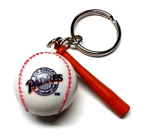 SAN DIEGO PADRES KEYCHAIN BALL & BAT 1" ROUND BALL LICENSED NEW MLB CHARM PULL - Picture 1 of 2