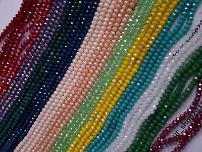 80  Faceted Rondelle Opaque Crystal Glass Loose Beads 4mm Jewellery making art - Image 1 of 3