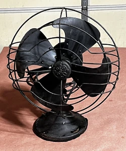 HEAVY METAL 1930' OSCILLATING 3 SPEED FAN, GE 49 X 491 Parts or Repair - Picture 1 of 12