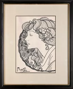 Alfons Mucha - handmade old INK - Best price !!! - Picture 1 of 2