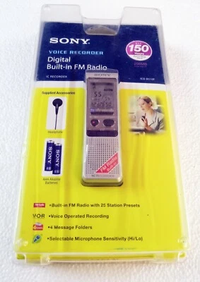 Sony ICDB510F 256MB Digital Voice Recorder with FM Tuner - Image 1 of 2