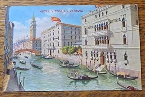 Venezia Italia Hotel Vittoria Góndola Barcos DB Postal Sin Usar Sin Publicar - Imagen 1 de 6