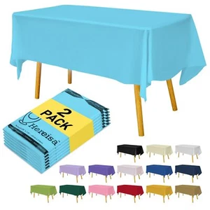 Light Blue Plastic Tablecloths 2 Pack Disposable Table Covers 54 X 108 Inch Baby - Picture 1 of 7