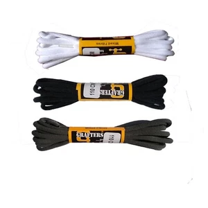 1 - 6 PAIRS GRAFTERS OVAL ROUND 110cm TRAINER SHOE BOOT LACES BLACK WHITE GREY - Picture 1 of 8