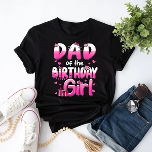 Dad Of The Birthday Girl Cat Kitty Family Matching Party T-Shirt - Picture 1 of 21