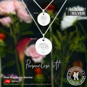 Birth Month Flower Personalised Dainty Silver Necklace, Birthday Gift/925 Silver - Picture 1 of 21