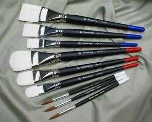 artist paint brushes exclusive Michael Lang design nylon flat filbert signature - Picture 1 of 3