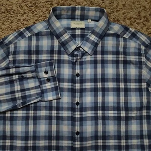 7 Diamonds Blue Plaid Men Sz XL Long Sleeve Button Up Shirt - Picture 1 of 11