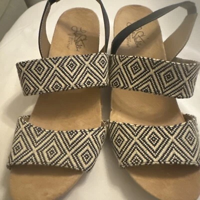 Sandalias de cuña geométricas LifeStride Marcela para mujer talla 9 M azul marino Foto 1 de 4