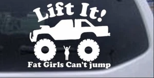 Lift It Fat Girls Cant Jump Truck Car or Truck Window Decal Sticker White 6X7.4 - Imagen 1 de 1