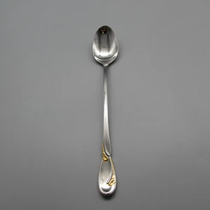 Cuchara para bebidas heladas Oneida de acero inoxidable dorado cala lirio nueva en stock EE. UU. - Imagen 1 de 3