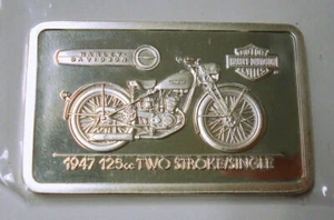 1947 125cc 2 STROKE/SINGLE HARLEY-DAVIDSON MOTORCYCLE 1.4 ozt 999 SILVER ART BAR - Picture 1 of 3