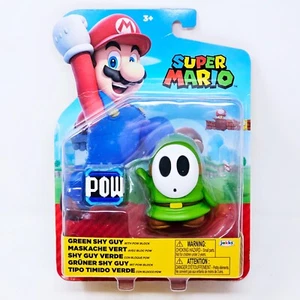 NUOVO Jakks Pacific 42681 World of Nintendo 4 pollici VERDE TIMIDO GUY con POW BLOCK mario - Foto 1 di 10