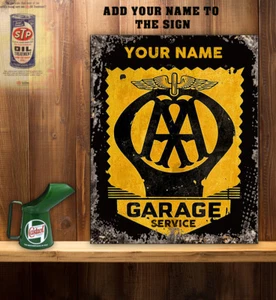 PERSONALISED AA CAR SERVICE GARAGE WORKSHOP SHED Vintage Metal Wall Sign RT07 - Picture 1 of 3