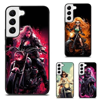 rainbow girl riding motorbike Hard Cover For Samsung A12 A13 A14 A15 A16 A54 A71 - Image 1 of 4