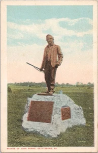 Cartolina d'epoca statua di John Burns, primo giorno di lotta Gettysburg, PA - Foto 1 di 2