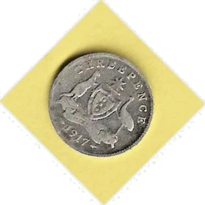 AUSTRALIA - 1917 KING GEORGE V THREEPENCE, 3d (UNDER SILVER VALUE) - Picture 1 of 2