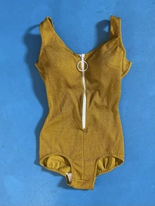 Vintage 1960’s Gold Low Back Front Zip Swimsuit Size M - Picture 1 of 7