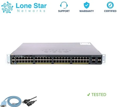 Cisco Catalyst WS-C2960X-48LPS-L 48-Port PoE+ Gigabit Switch w/ STACK KIT 370w - Image 1 of 3