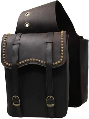 Sac de selle de cheval Western Leather Equestrian Simple Full Grain Trail Tack. - Photo 1/3
