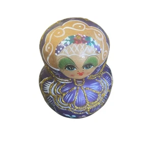 Set 6 bambole russe Matrioska nidificazione dipinte a mano viola - Foto 1 di 13