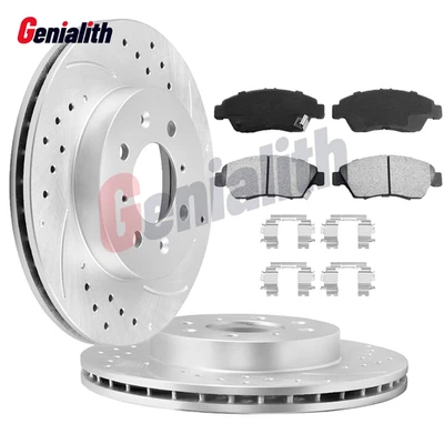 Front Drilled Rotors Brake Pads for 2012 2013 2014 2015- 2019 Nissan Versa Note - Imagem 1 de 4