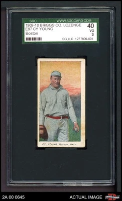 1909 E97-1 C.A. Briggs #32 Cy Young Boston Braves VARIATION HOF SGC 3 - EN MUY BUENA CONDICIÓN Foto 1 de 2