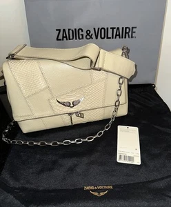 Zadig & Voltaire Rocky genarbtes Python beige Leder LWBA02160 Umhängetasche Handtasche - Bild 1 von 14