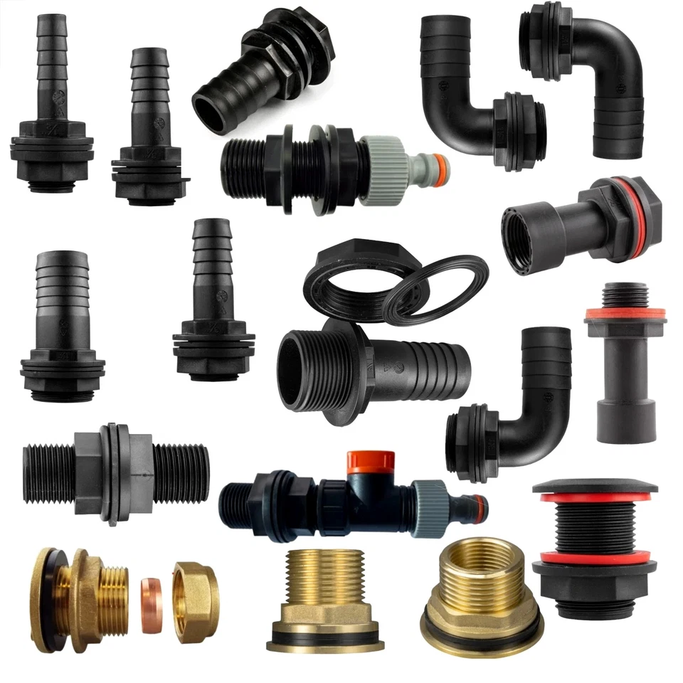 Universal Water Butt Adapter – 1/2" to 2" Hose Tail Tank Connector Fitting - Image 1 of 1