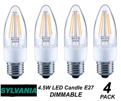 4 x LED 4.5W DIMMABLE Vintage Candle Filament Light Globes Bulbs E27 Screw - Image 1 of 4