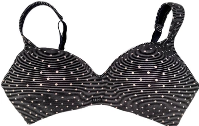 Sujetador Izod Talla 42D Con Aros Negro Rosa Lunares Foto 1 de 4